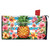 Pineapple and Stripes Mailbox Cover with colorful floral design and tropical pattern on white background.