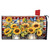 American Country Mailbox Cover with sunflowers, blue bird, butterfly on red, white and blue background.