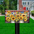 American Country Mailbox Cover with sunflowers, blue butterflies, and stars on red, white, and blue background.