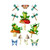 Happy Frogs Window Clings with frogs, mushrooms, butterflies, and dragonflies in green, orange, and blue colors.