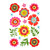 Colorful Bright Blooms Window Clings with vibrant flowers and green leaves on white background.
