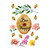 Happy Beehive Window Clings with colorful flowers and bees on a white background decoration.
