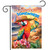 Sunset Parrot Garden Flag with colorful parrots and tropical design on a beach at sunset somewhere.