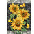 Elegant Sunflowers Garden Flag with yellow flowers and butterflies on a black and gray background.