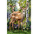 Deer in Forest Garden Flag with two deer and flowers in a forest setting scenery.