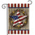 American Barn Star Garden Flag with patriotic star and wreath design on wood background.