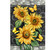 Elegant Sunflowers House Flag with yellow flowers, green leaves, and butterflies on a black background.