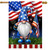 Saluting Gnome House Flag with American stars and stripes, blue hat, white beard, and blue shoes.
