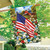 American Flower Field House Flag with floral design, American flag, and red barn scene.