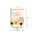 Happy Easter Pickup Flameless Candle, cylindrical, yellow truck, colorful eggs, white background, purple plaid accents.