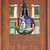 American Picnic Wood Door Hanger with patriotic design and picnic basket on a wooden door.