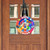 Peace and Love Wood Door Hanger, multicolor tie-dye peace sign with butterflies and flowers design.