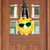 Hello Summer Sun Wood Door Hanger, yellow smiling sun with green sunglasses on a wood door.
