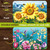 Sunflower Dance Placemat, 4-pack, double-sided design with hummingbirds, sunflowers, flowers on placemats.