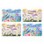 Four square placemats with floral designs, birds, and inspirational quotes on white background, With God Placemat set.