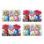 Spring Floral Jars Placemat set of 4 colorful floral designs on black and white checkered background.
