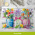 Spring Floral Jars Placemat, colorful floral design with jars, utensils on plaid background, 4-pack set.