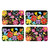 Four colorful floral placemats with vibrant flowers on a black background, Spring Fling Placemat 4-pack.