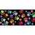 Rainbow Pawprints Mini Mat with colorful paw prints and hearts on a black background.