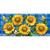 Blue Sunflowers Mini Mat with yellow sunflowers, green leaves, and butterflies on blue plaid background.