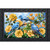 Bluebirds on a branch with yellow roses and orange flowers in a black framed Bluebirds and Roses Doormat.