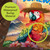 Sunset Parrot Indoor/Outdoor Pillow, colorful parrot wearing hat, water droplets on premium waterproof burlap material.