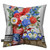 Red White and Beautiful Indoor/Outdoor Pillow with floral and American flag design on white background.