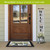 Farmhouse Mason Jars Pine reversible porch leaner with welcome sign and flowers in mason jars displayed.