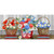 Red White and Beautiful Mini Mat with floral baskets and patriotic colors on a wooden surface.