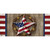 American Barn Star Mini Mat with patriotic star design on wooden background with gold stars.