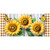 Sunflower Duo Mini Mat with butterflies and checkered border on a wooden background design.