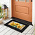 Black Sunflower Duo Mini Mat with yellow sunflowers on brown and white checkered background.