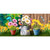 Spring Jubilee Floral Mini Mat with colorful flowers, bird, butterflies, and potted plants on grass.