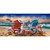 Beachfront Fireworks Summer Mini Mat with patriotic beach scene and fireworks display at sunset.