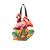 Flamingo Pair Wood Door Hanger with pink flamingos, green leaves, and orange flowers on white background.
