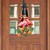 Flamingo Pair Wood Door Hanger, pink flamingos on green leaves and flowers, hanging on wooden door.