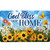 God Bless Our Home Comfort Mat with floral design and blue sky background, sunflowers and lilies.
