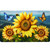 Sunflower Dance Comfort Mat with vibrant yellow flowers, butterflies, and bees on a scenic background.