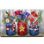 American Flowers Comfort Mat with patriotic mason jars and floral design in red, white, and blue.
