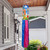 Hanging Flip Flops Windsock Wind Twister in blue, pink, and colorful floral design outdoor decoration.