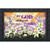 Sunrise Easter Cross Doormat with inspirational quote and floral design in purple, black, and white colors.