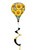 Checkered sunflowers hot air balloon spinner with yellow sunflowers and black and yellow curly tail.