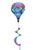 Colorful Hydrangea Hot Air Balloon Spinner with blue, pink, purple flowers and spiral tail decoration.