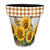 Sunflower Duo Large Planter with gingham trim and vibrant yellow sunflower design with butterflies and bees.