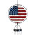 Wood American Flag illuminated wind chime with metal frame and chain, red, white, and blue colors.