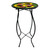Black metal plant stand with Ladybugs and Sunflowers design on round table top surface area.