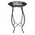 Black Crated Mason Jars Plant Stand with round tabletop and curved metal legs on white background.
