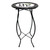 Black metal Home Plant Stand with round tabletop and decorative "HOME" design on white background.