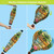 Sunset in Paradise hot air balloon spinner in polyester, palm trees, pink flowers, tropical design.