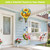 Sunflower Dance Hot Air Balloon Spinner, colorful yellow and blue hanging decoration with floral design.